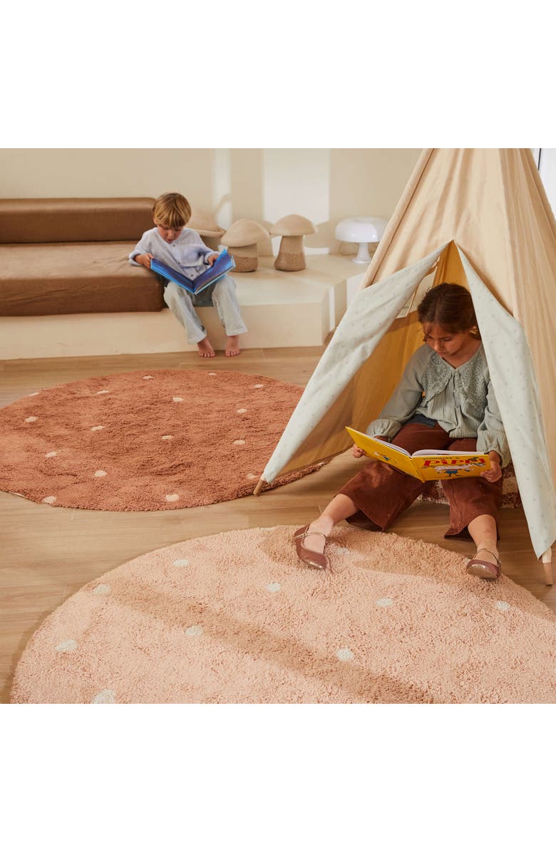 Lorena Canals Washable Rug Round Dot, Alternate, color, Rose, Natural