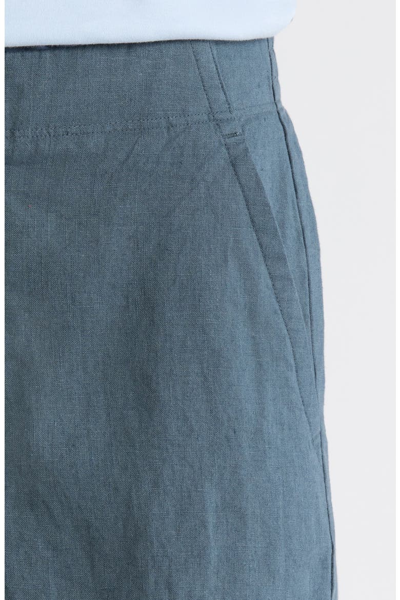 Flat Front Linen Shorts, Alternate, color, BLUE SLATE