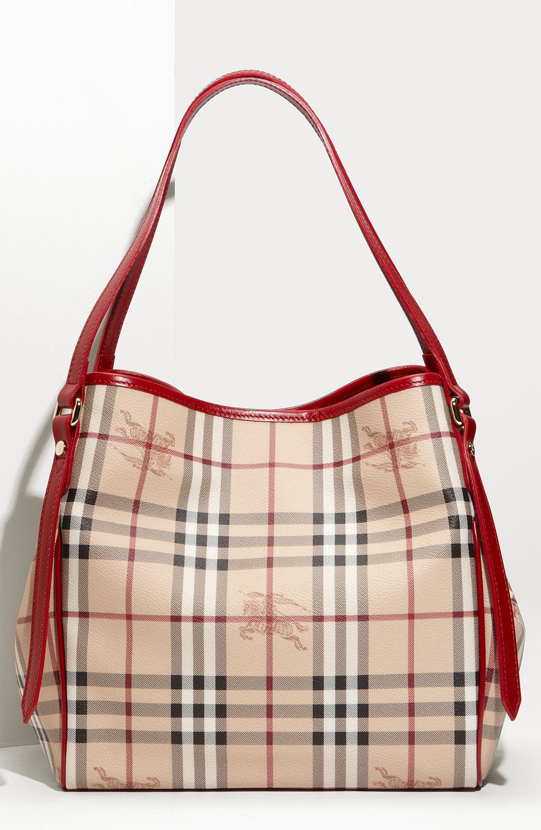 'Haymarket Check' Tote, Main, color, RED