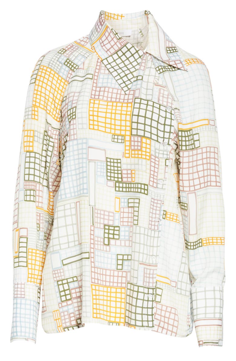 Rosetta Getty Grid Print Asymmetrical Blouse, Alternate, color,