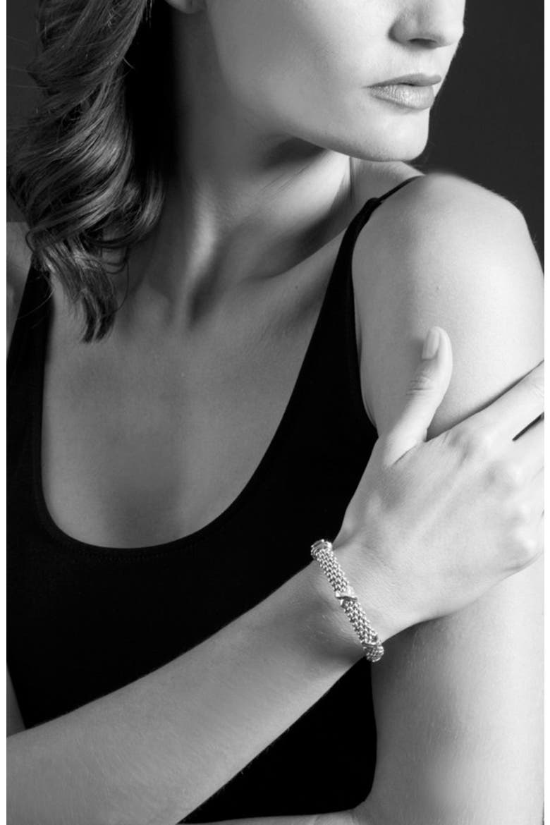 Signature Caviar Oval Rope Bracelet, Alternate, color, STERLING SILVER