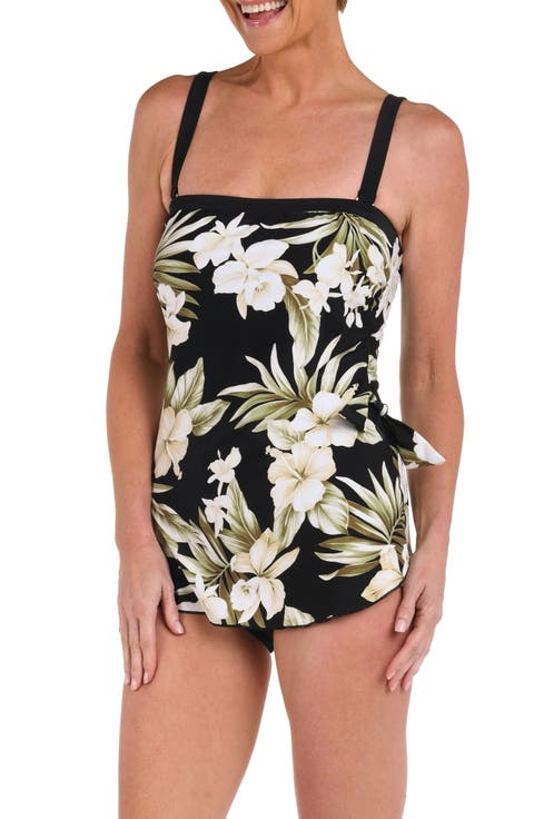 Greenery Bandeau Sarong One-Piece Swimsuit