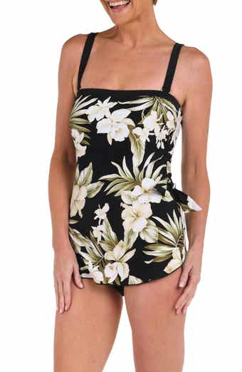 Greenery Bandeau Sarong One-Piece Swimsuit