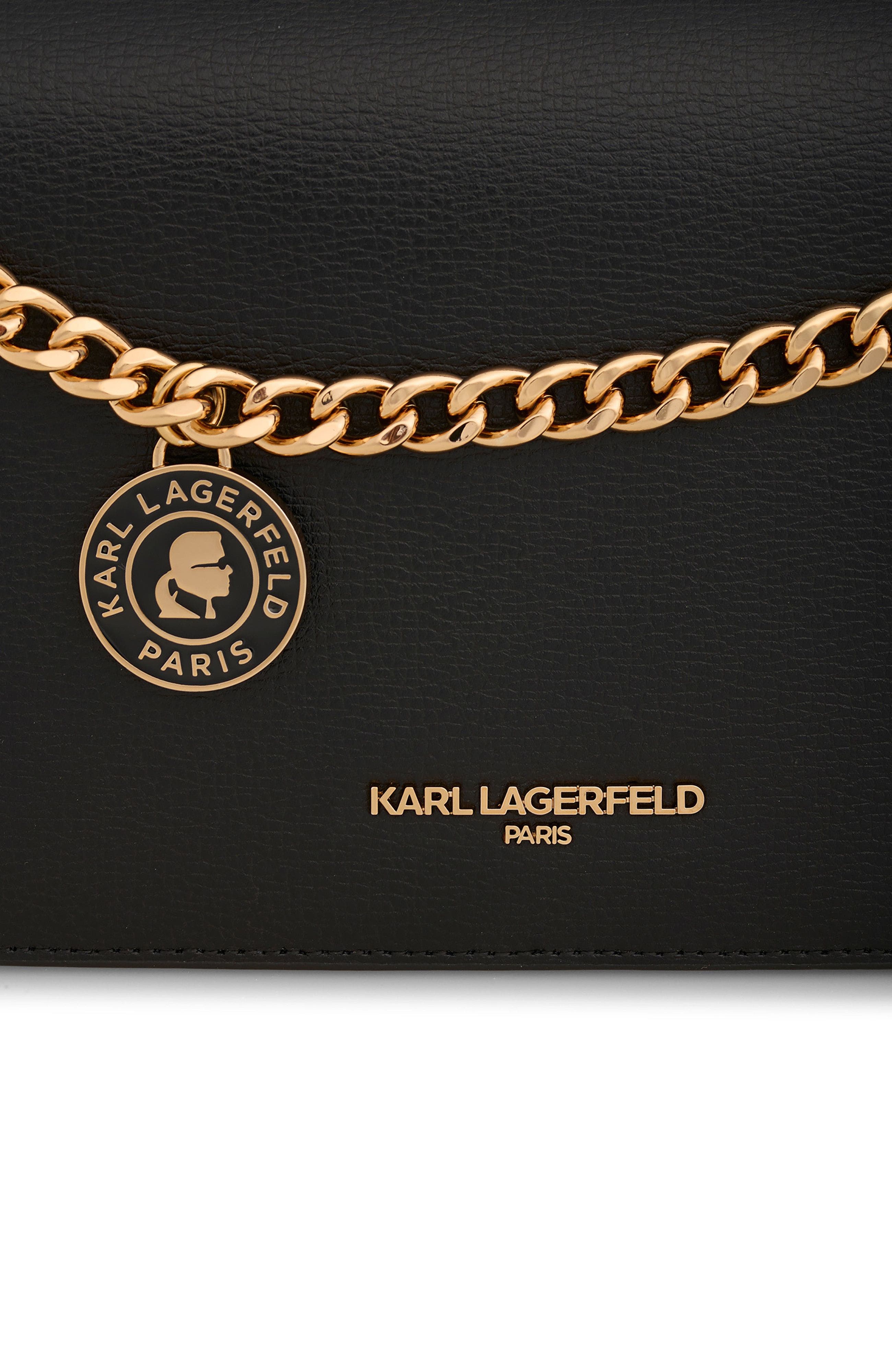 KARL LAGERFELD PARIS Lourdes Crossbody, Alternate, color, Black/Gold