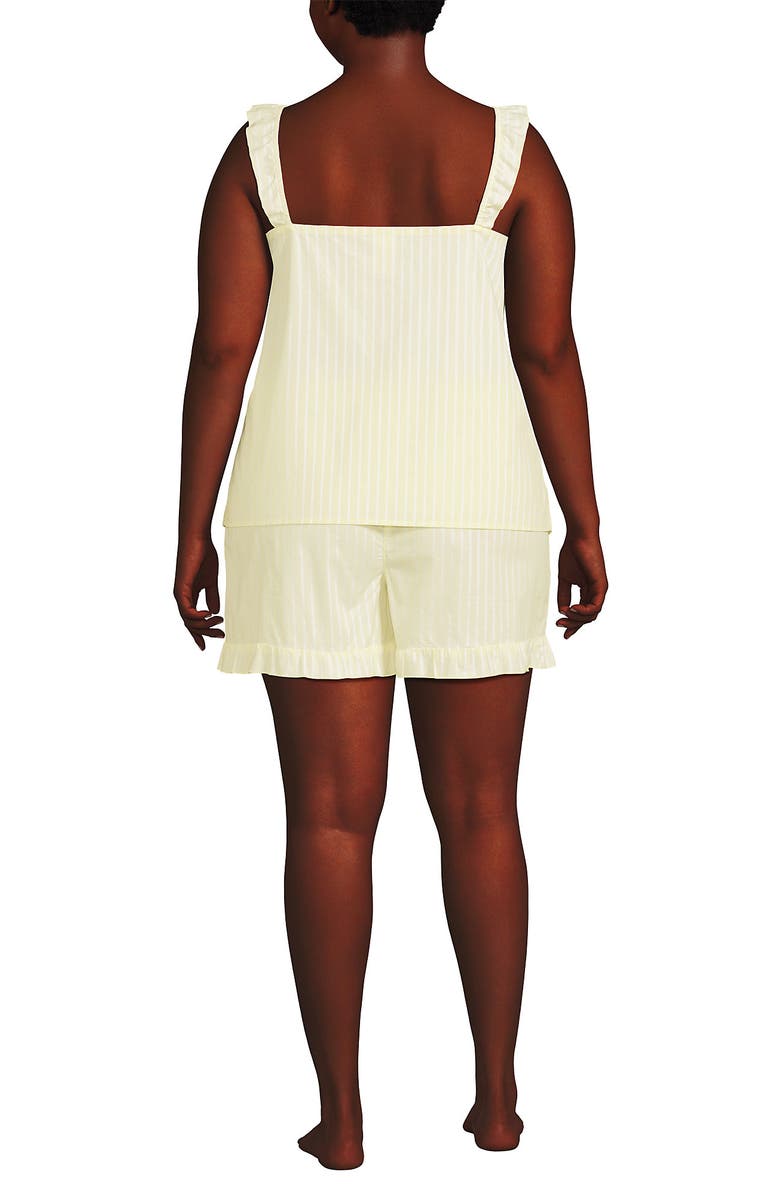 Lands' End Poplin 2 Piece Pajama Set - Tank Top and Shorts, Alternate, color, Pale Yellow/White Stripe