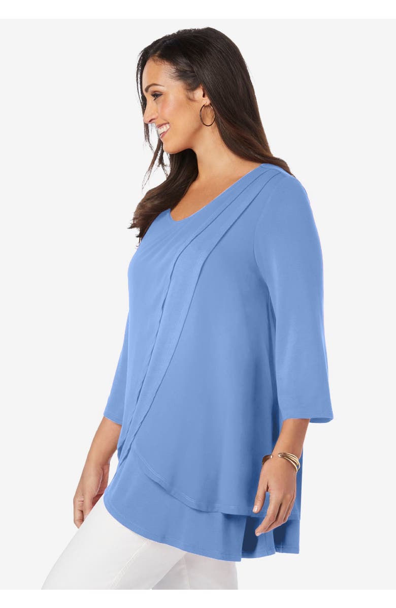 Jessica London Double-Layer High-Low Tunic, Alternate, color, Emerald Green