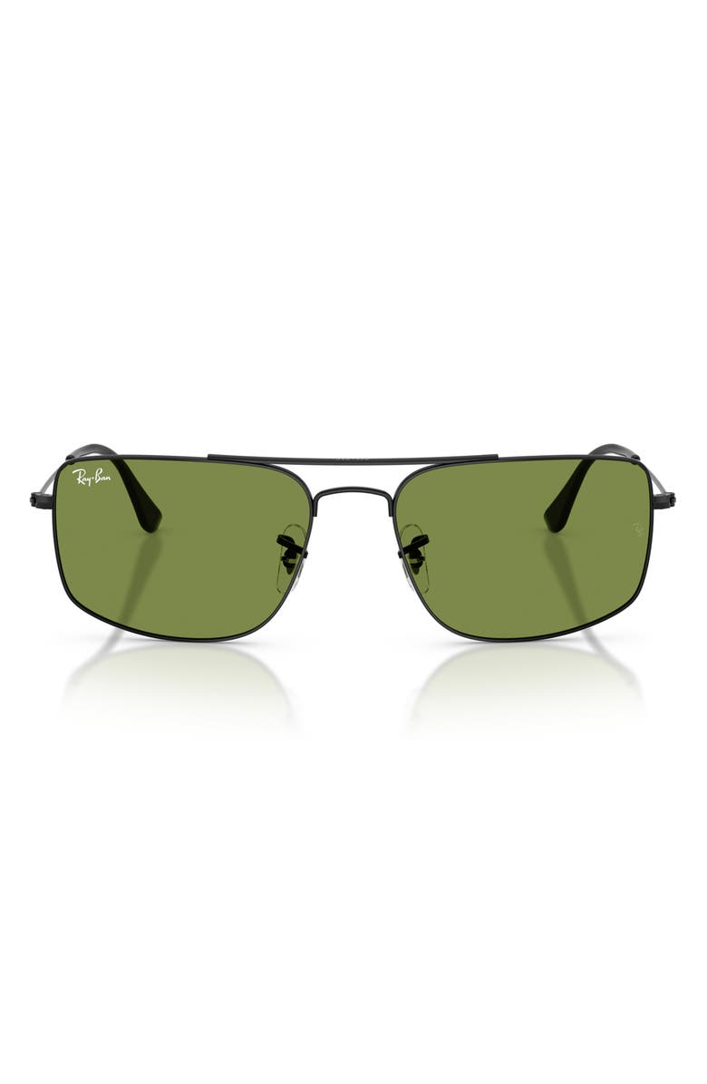 Ray-Ban Explorer 3 56mm Square Sunglasses, Main, color, Black / Green