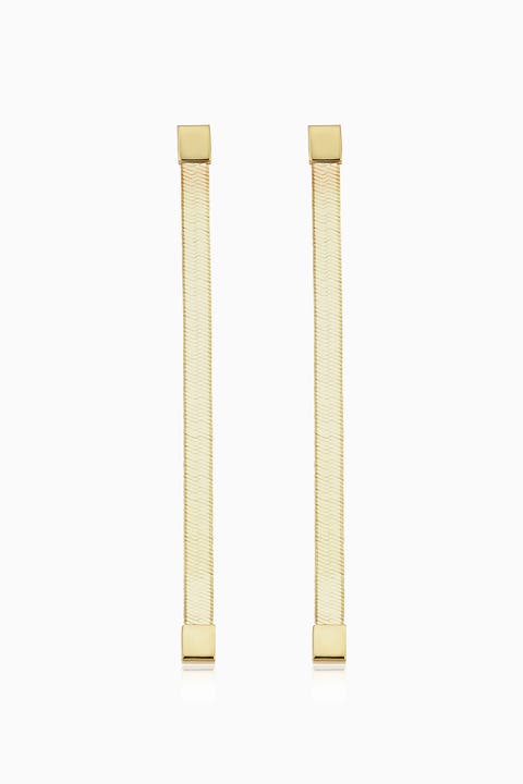 14K Yellow Gold Park Avenue Herringbone Drop Earrings