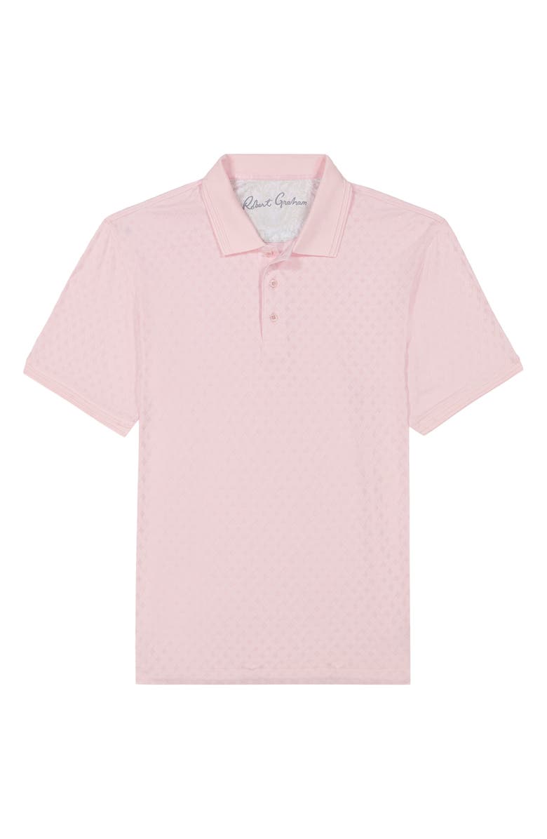 Robert Graham Elias Basket Weave Jacquard Knit Polo, Alternate, color, Pink