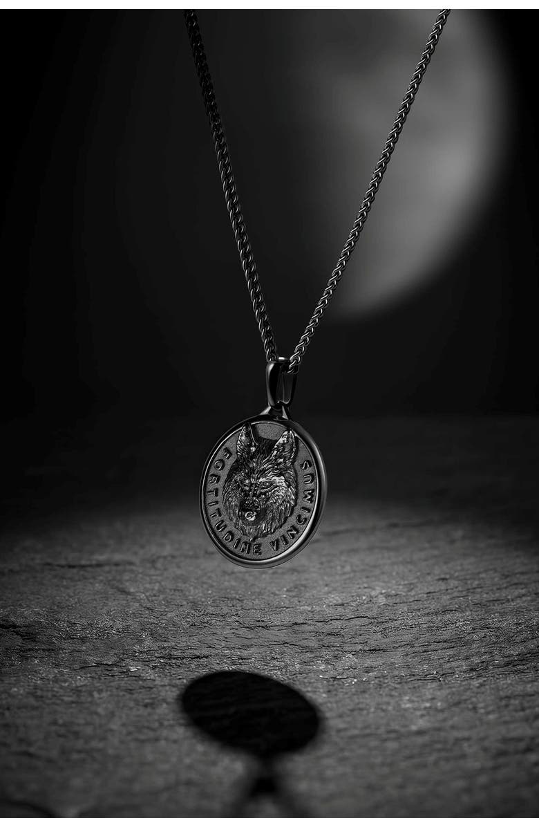 Vincero Wolf Pendant Necklace, Alternate, color, Black