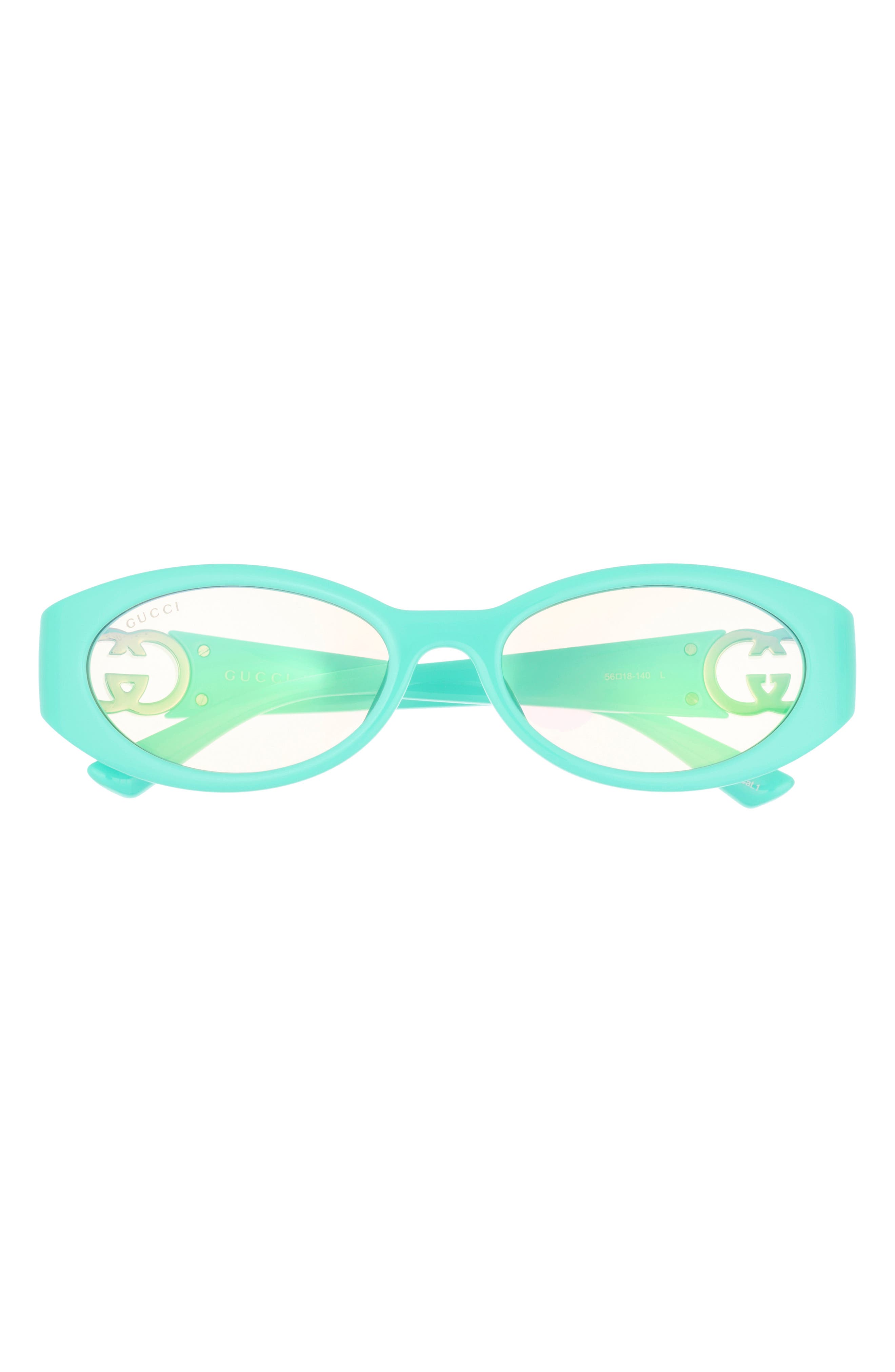 Gucci 56mm Oval Blue Light Blocking Glasses