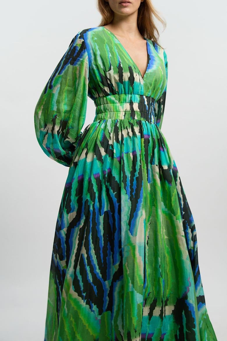Plunge V-Neck Maxi Dress, Alternate, color, Multi