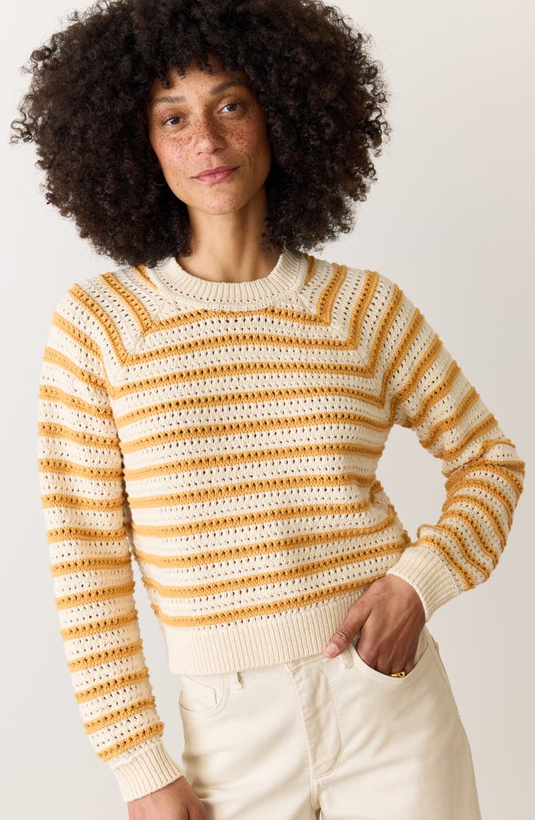 Marine Layer Stripe Open Stitch Crewneck Sweater, Alternate, color,