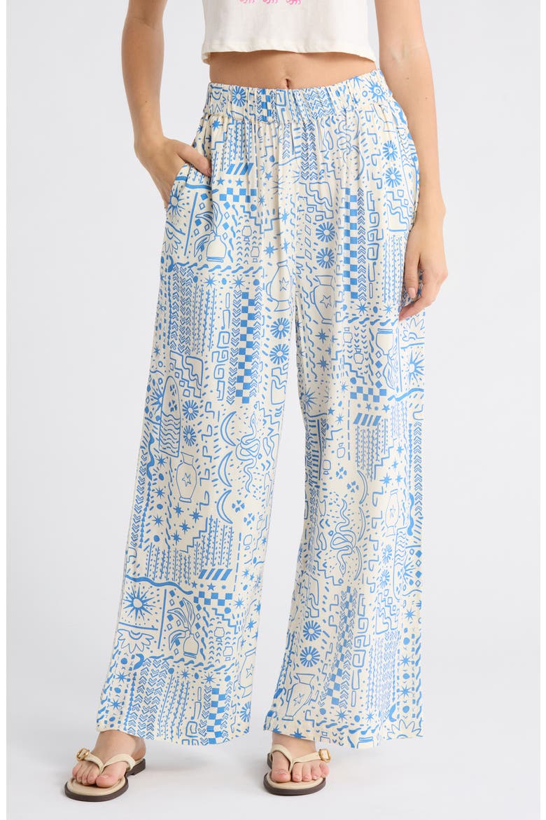 Follow Me Print Wide Leg Pants, Main, color, WHITE CAP