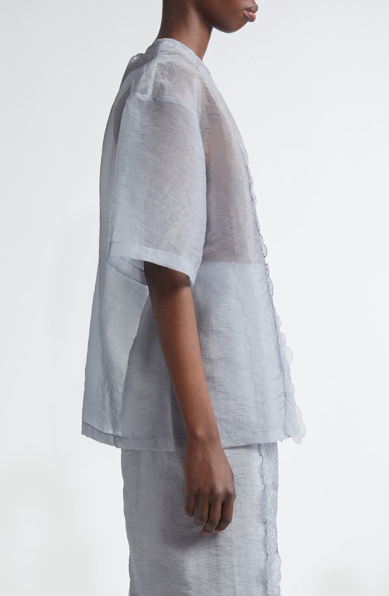 Cecilie Bahnsen Asra Floral Appliqué Oversize Sheer Organza Top, Alternate, color, 