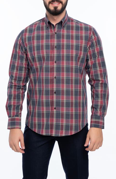 Plaid Cotton Slim Fit Button Down Shirt