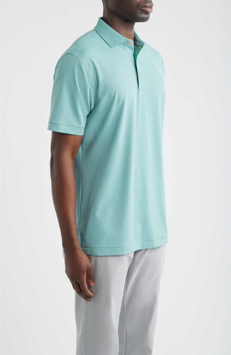 Peter Millar Candor Stripe Performance Piqué Polo, Alternate, color, Snow Pea