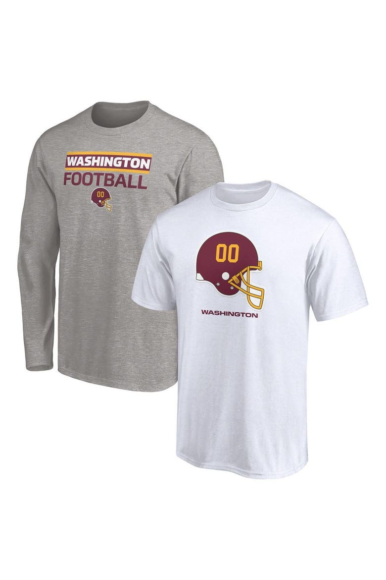 Men's Fanatics Branded White/Heathered Gray Washington Football Team T-Shirt Combo Set, Alternate, color, White