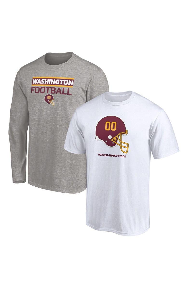 FANATICS Men's Fanatics Branded White/Heathered Gray Washington Football Team T-Shirt Combo Set, Alternate, color, 