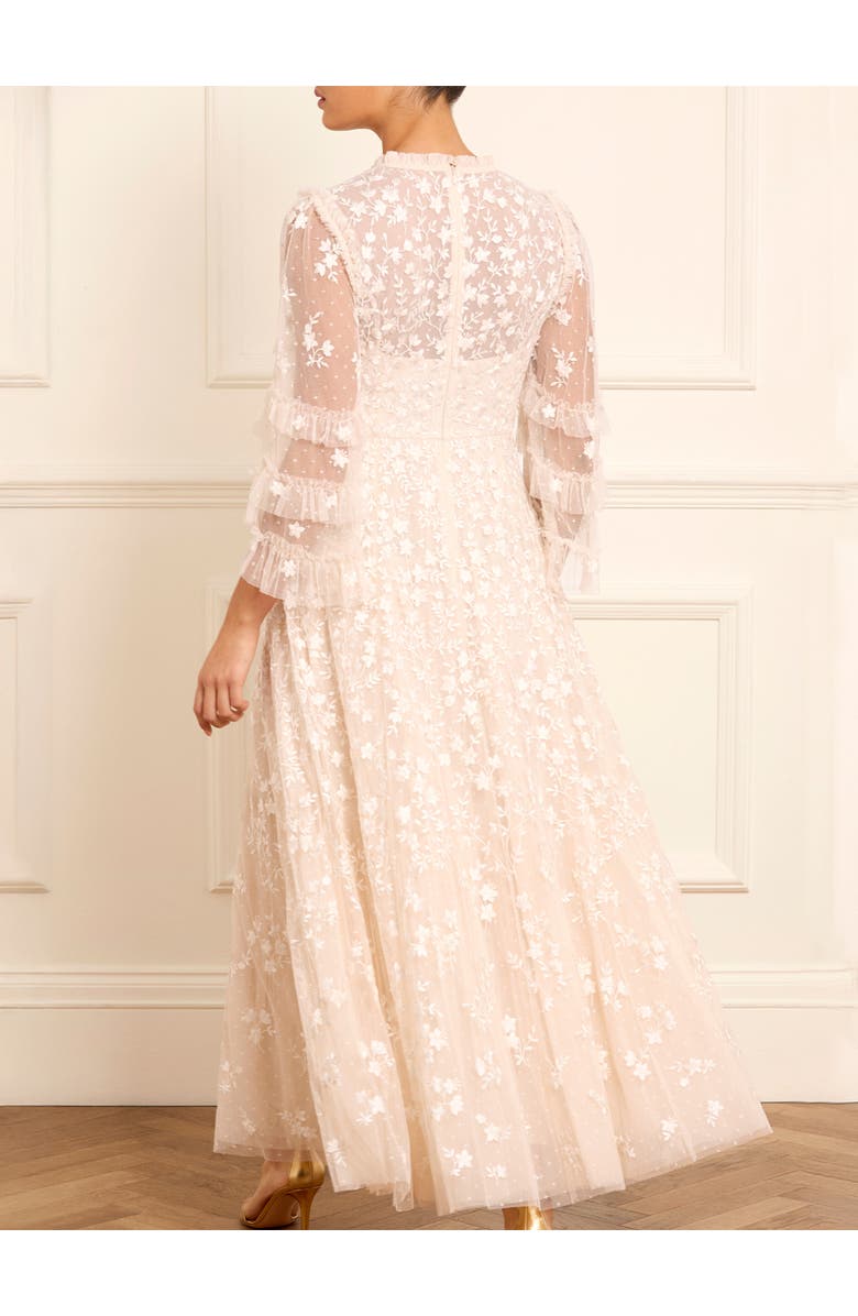 Needle & Thread Everett Bloom Round Neck Maxi Dress, Alternate, color, Cream/Cream