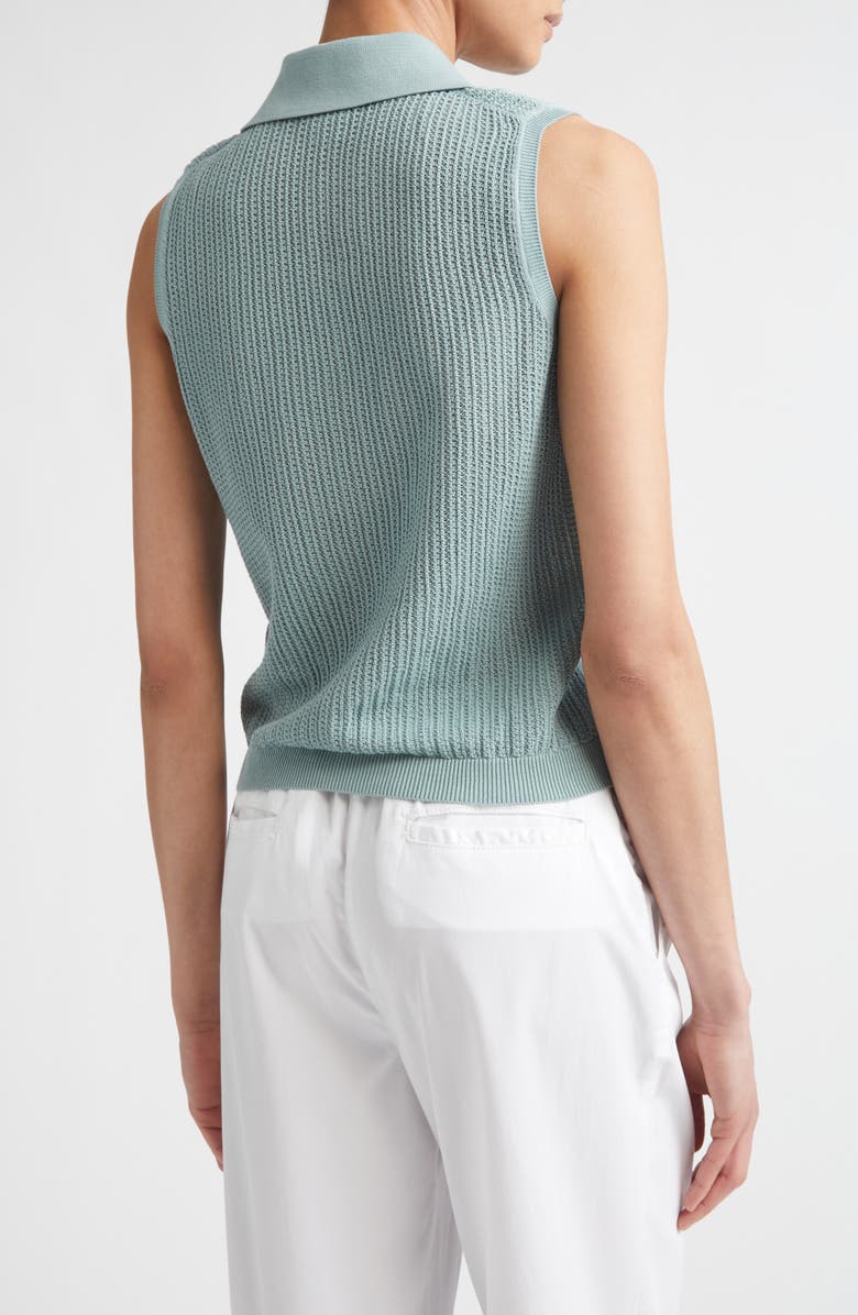 Eleventy Sleeveless Open Stitch Polo, Alternate, color, Jade