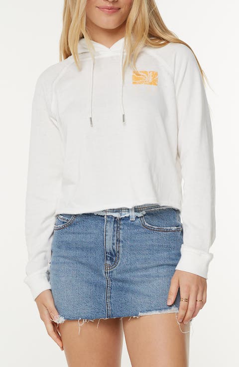 We Arrived Crop Fleece Graphic Hoodie