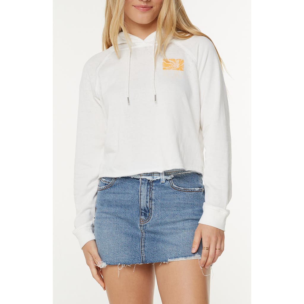 Roxy We Arrived Crop Fleece Graphic Hoodie In White