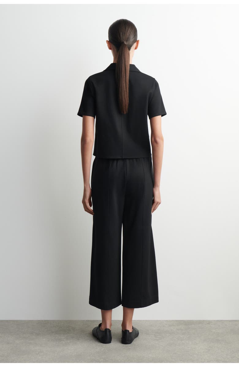 COS Twill-jersey Straight-leg Culottes, Alternate, color, Black