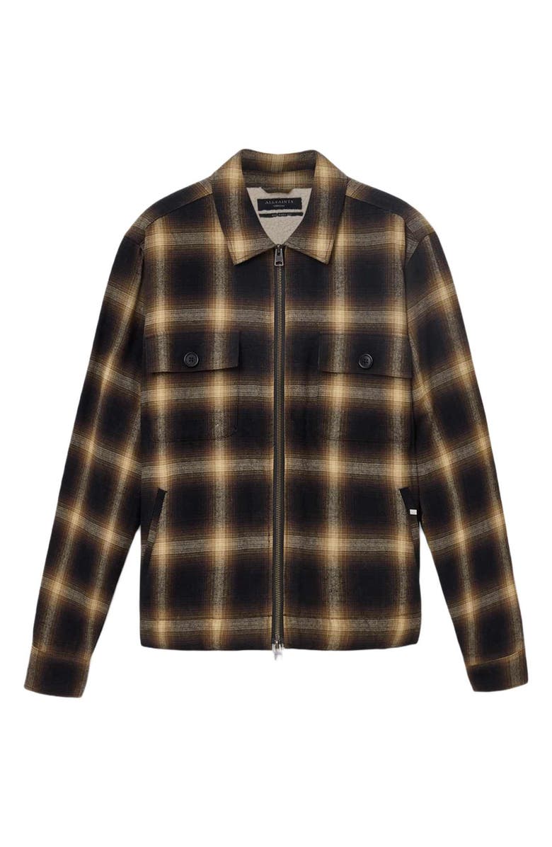 AllSaints Mathers Plaid Zip Jacket, Alternate, color, Trail Brown
