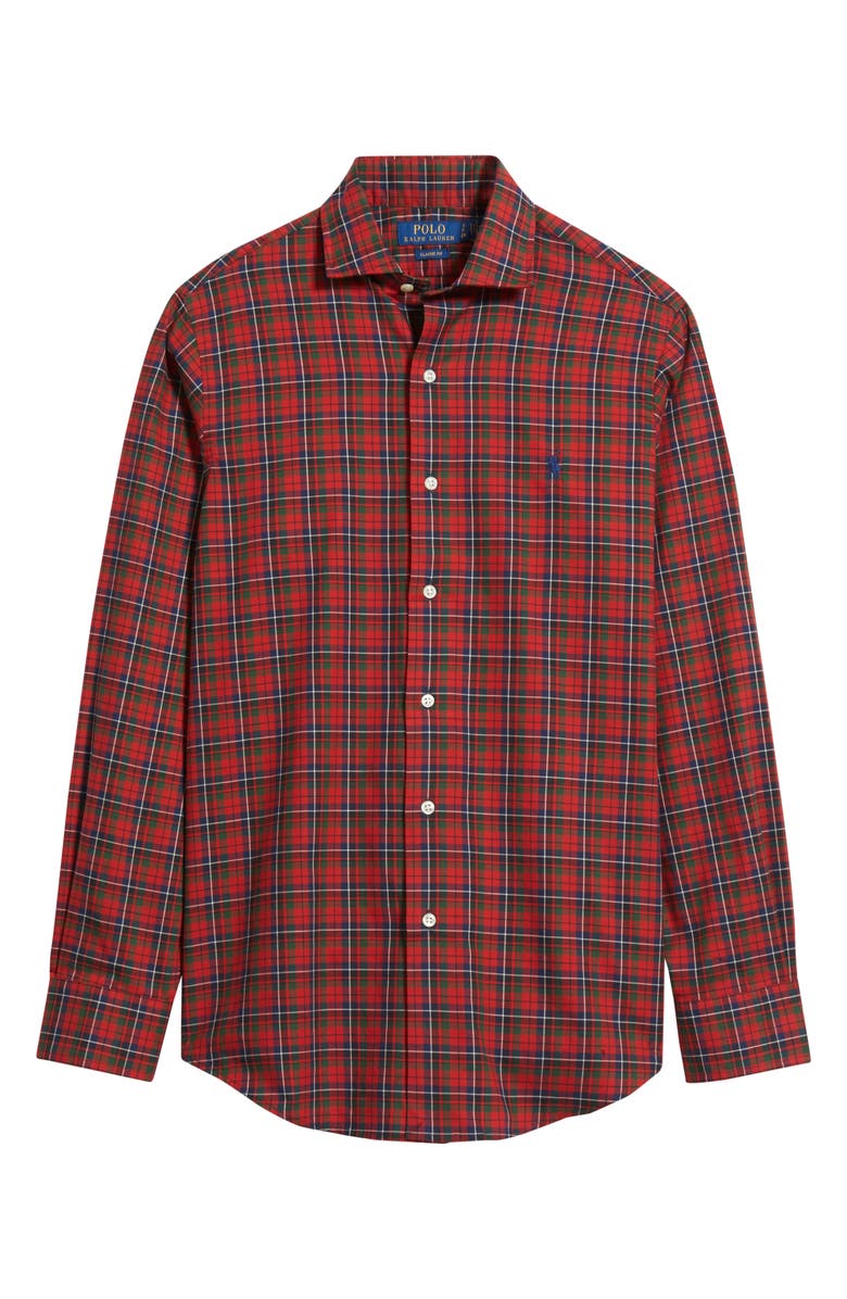 Polo Ralph Lauren Classic Fit Plaid Cotton Twill Button-Up Shirt, Alternate, color, Red Navy Multi