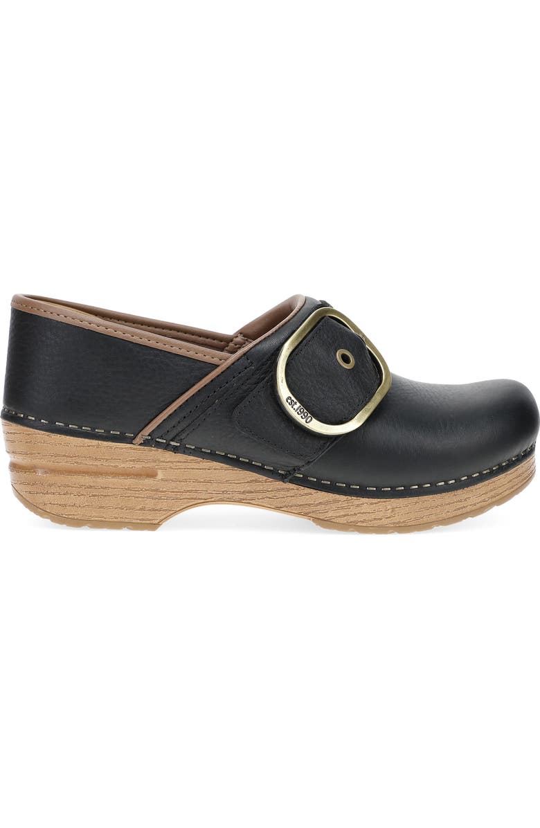 Dansko Pearson Buckle Strap Clog, Alternate, color, Black Tumbled