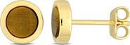 DELMAR Men's Tiger's Eye Round Stud Earrings