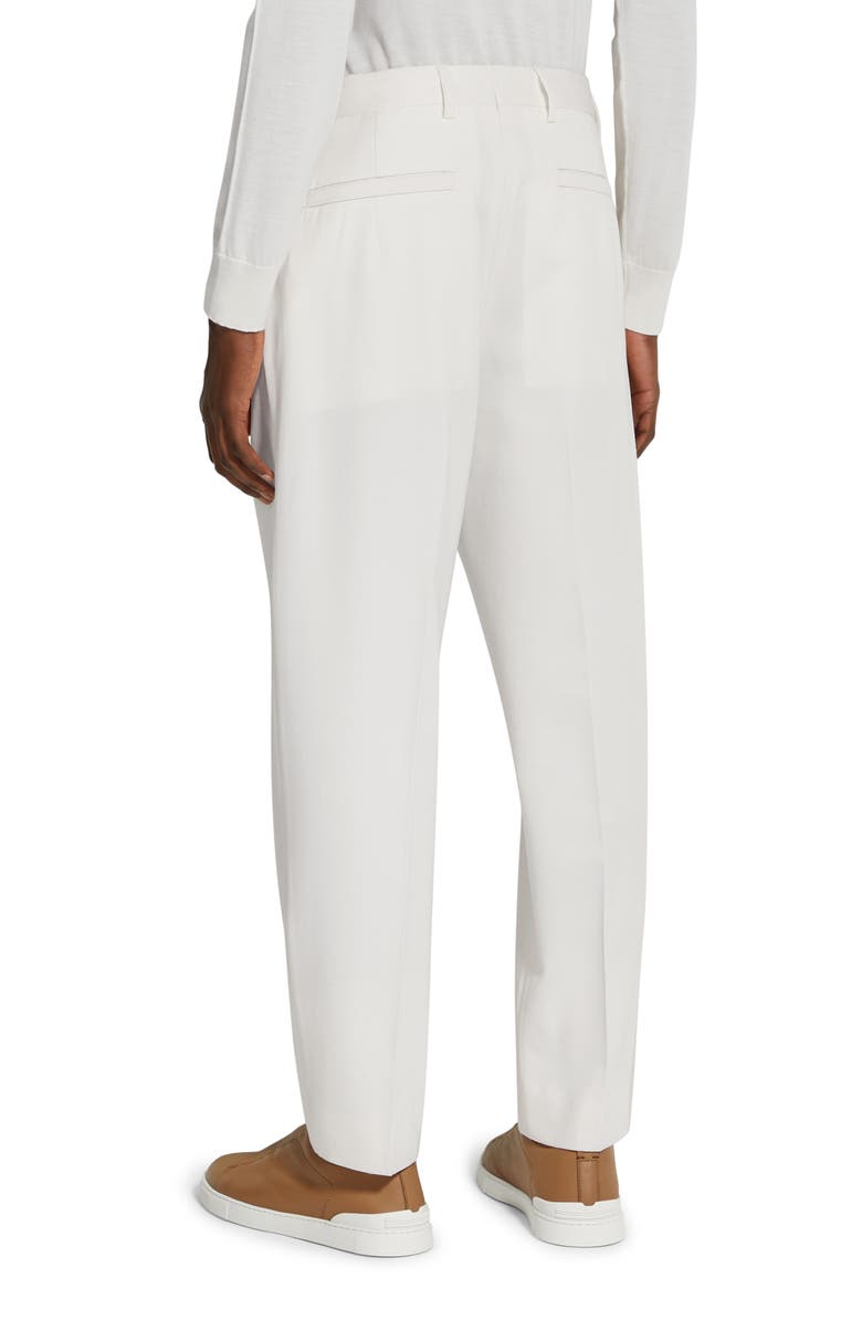 ZEGNA Pleat Front Cotton & Wool Trousers, Alternate, color,