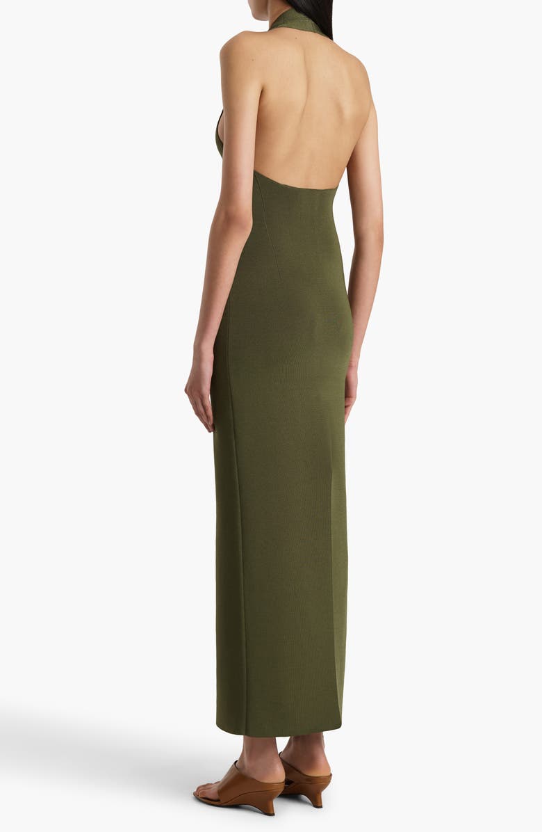 Khaite Mahi Halter Milano Knit Dress, Alternate, color, Olive