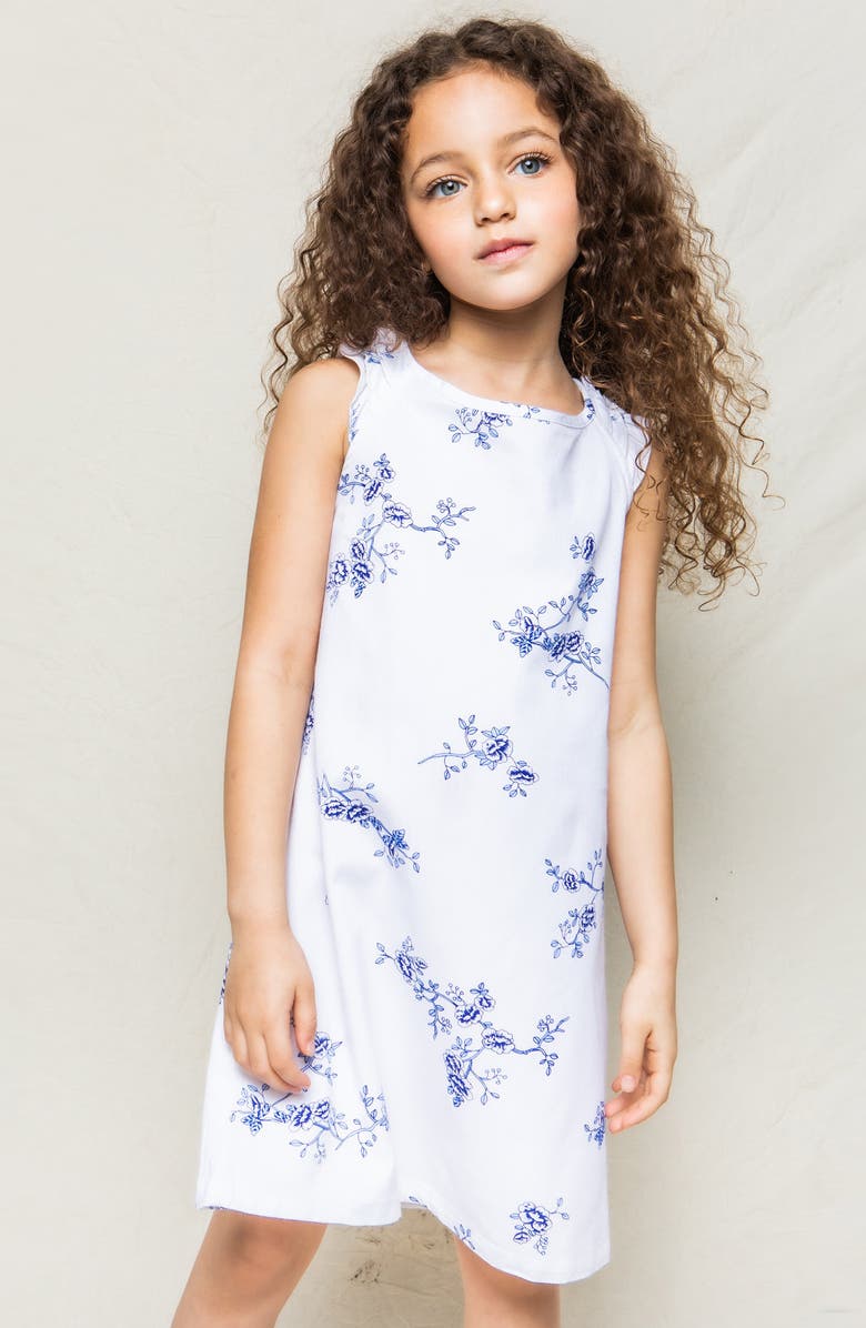 Petite Plume Amelia Brushed Cotton Blend Twill Nightgown, Alternate, color, White