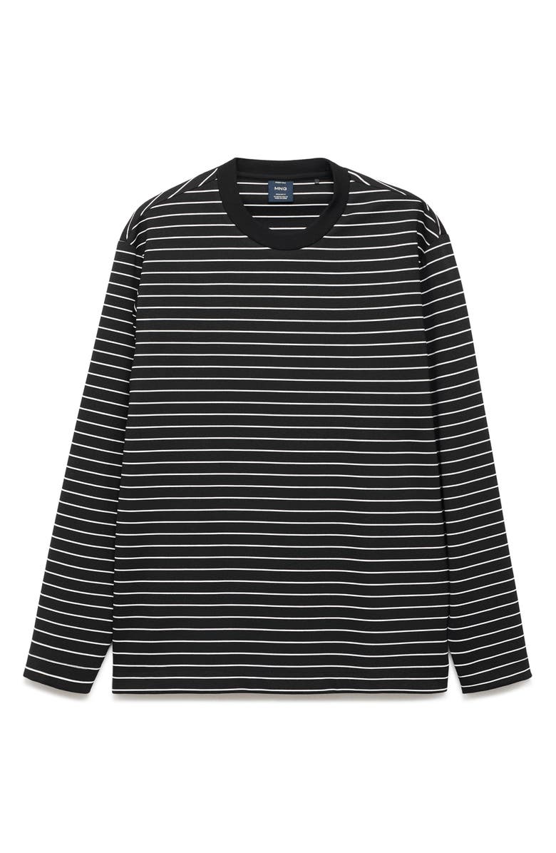 MANGO Stripe Long Sleeve T-Shirt, Alternate, color, Black
