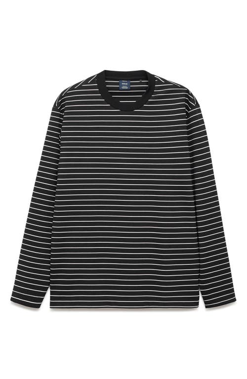 Mango Stripe Long Sleeve T-shirt In Black