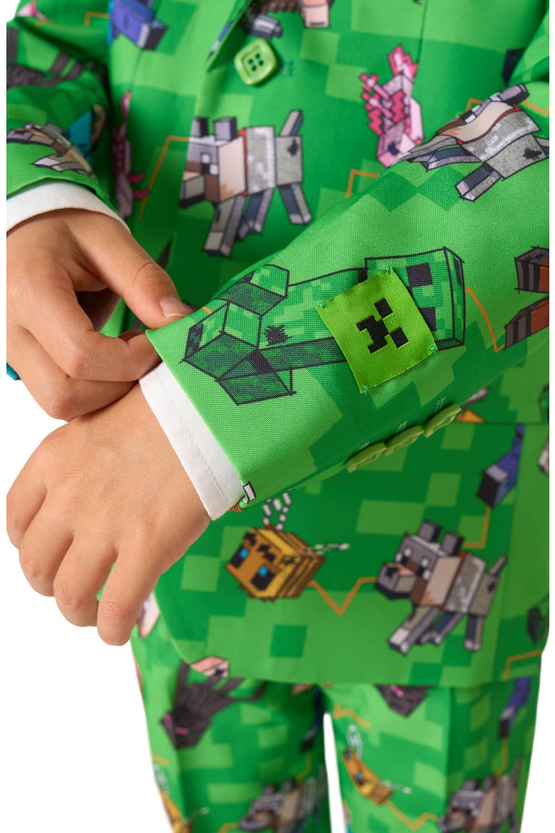Kids' Minecraft Two-Piece Suit & Tie Set, Alternate, color, GREEN