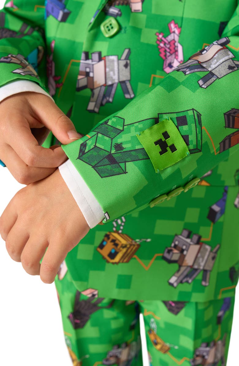 OppoSuits Kids' Minecraft Two-Piece Suit & Tie Set, Alternate, color, Green