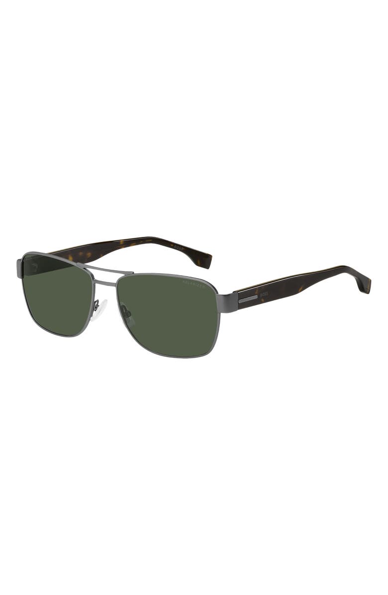 BOSS 60mm Polarized Rectangular Sunglasses, Alternate, color, Havana/ Dark Ruthenium