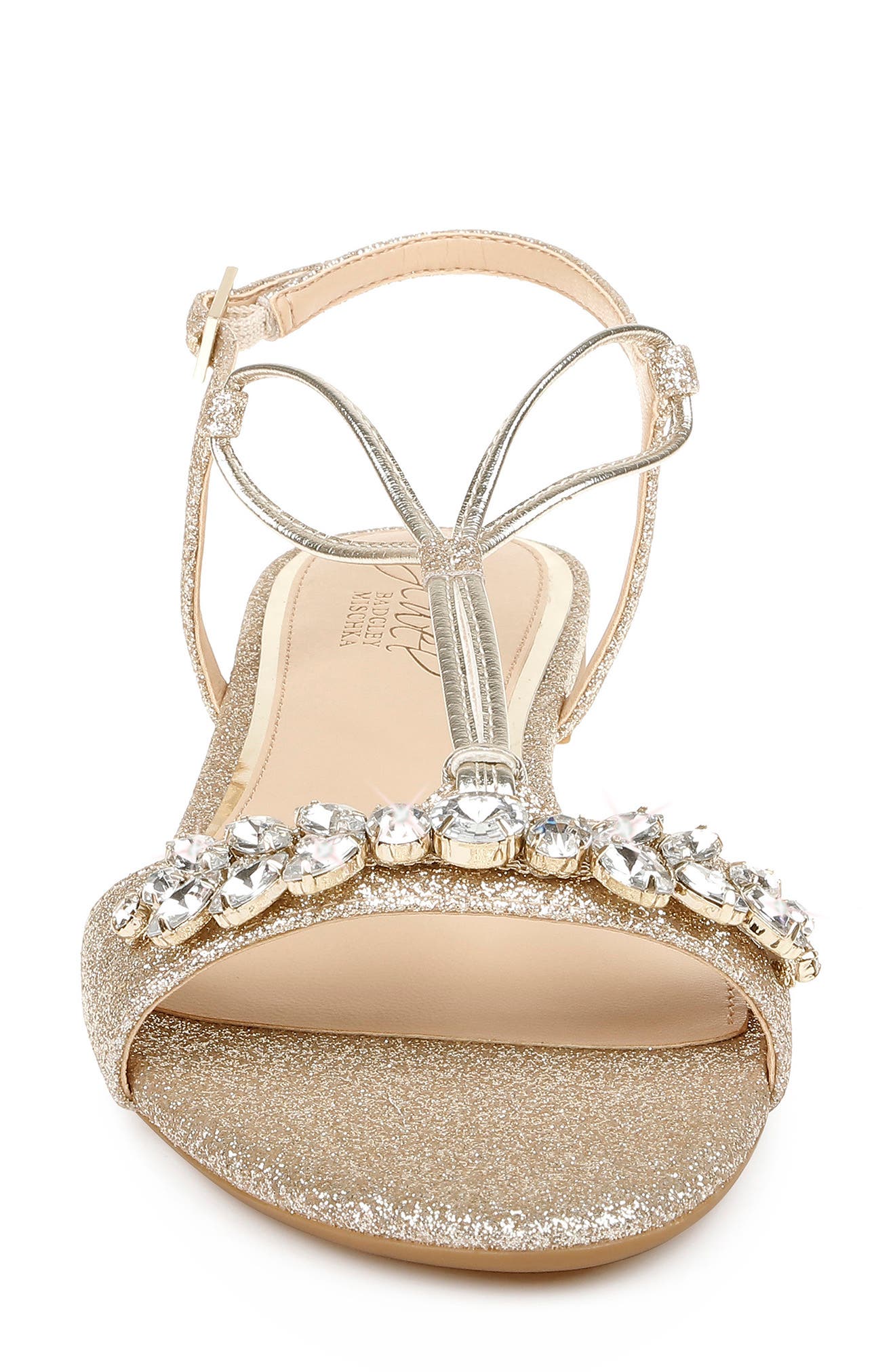 Badgely Mischka Paulina Embellished Sandal, Alternate, color, LIGHT GOLD GLITTER