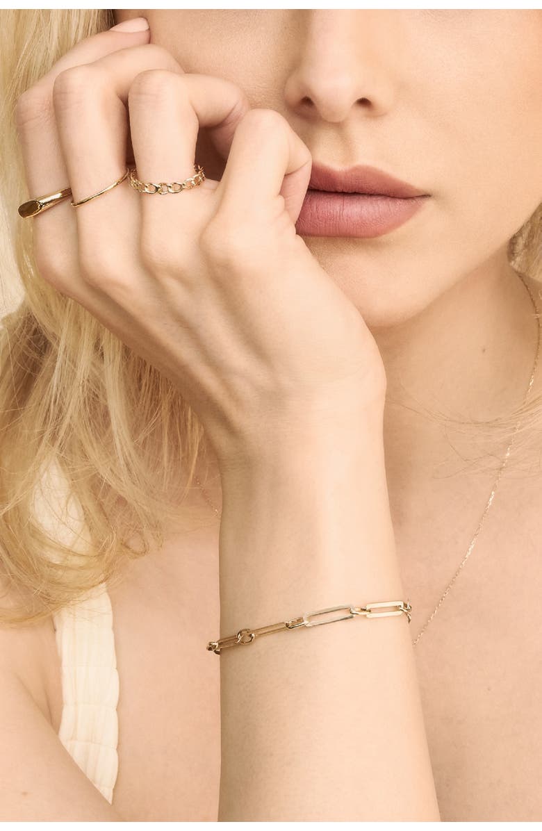 Oradina 14K Yellow Gold Venice Alternating Link Bracelet, Alternate, color, Yellow Gold