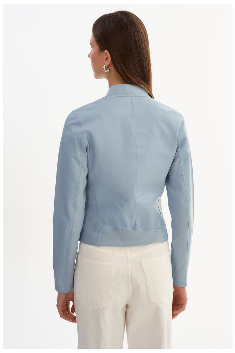 Chapin | Reversible Leather Bomber, Alternate, color, Baby Blue/Silver