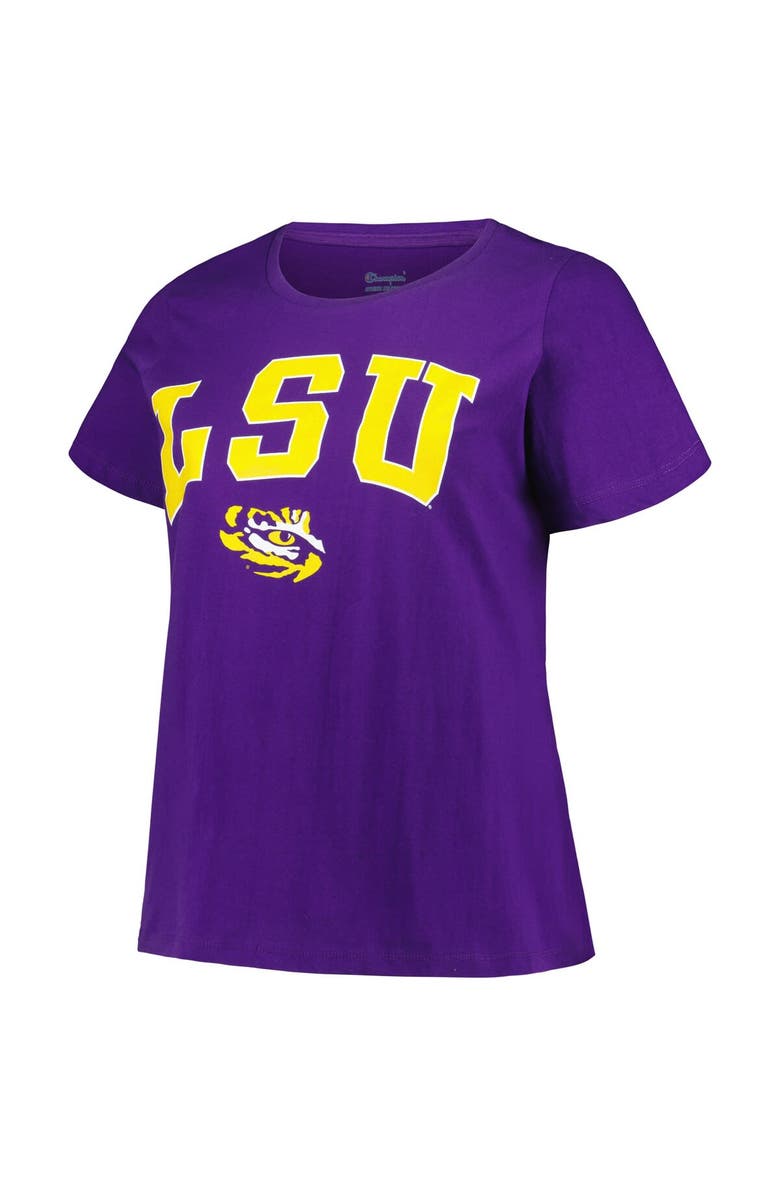 PROFILE Women's Profile Purple LSU Tigers Plus Size Arch Over Logo Scoop Neck T-Shirt, Alternate, color, Purple