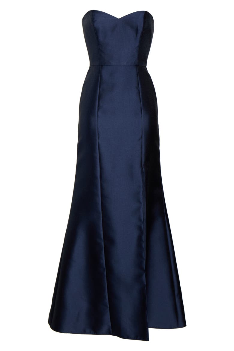 Strapless Satin Trumpet Gown, Alternate, color, MIDNIGHT