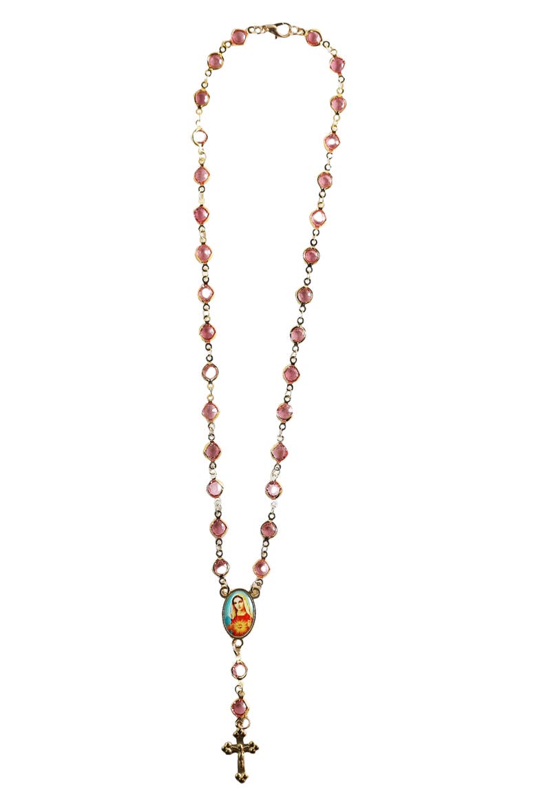 The Red Stone Rosary Necklace, Alternate, color, GOLD/PINK