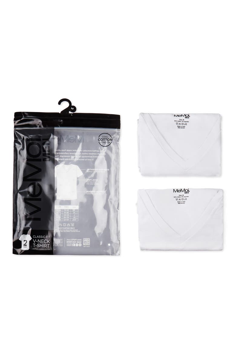 2-Pack Cool Stretch Cotton V-Neck Undershirts, Alternate, color, WHITE