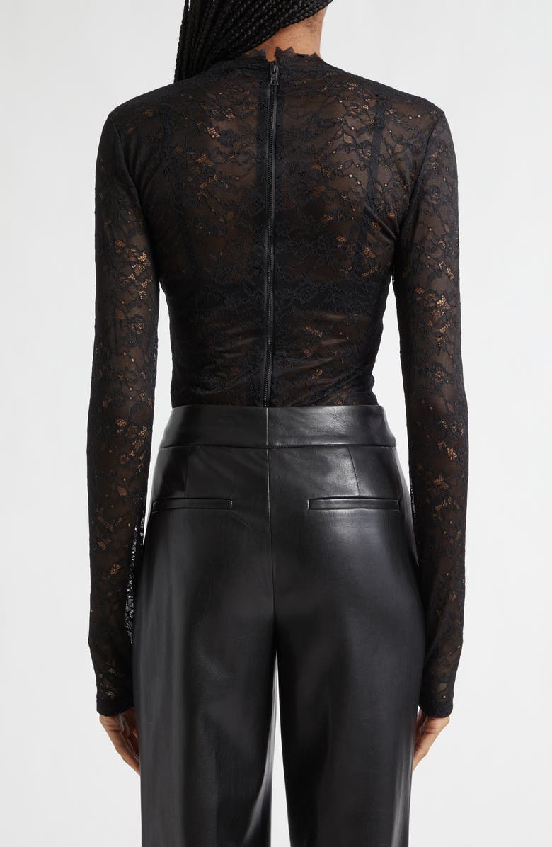 Alice + Olivia Taeyn Lace Bodysuit, Alternate, color, Black