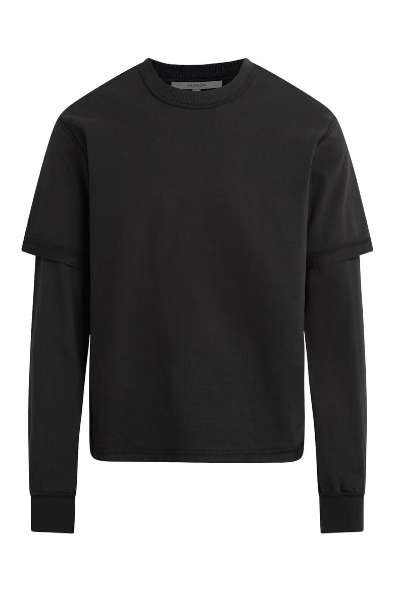 Hybrid Layered Long Sleeve Cotton T-Shirt, Alternate, color, FOREST BLACK