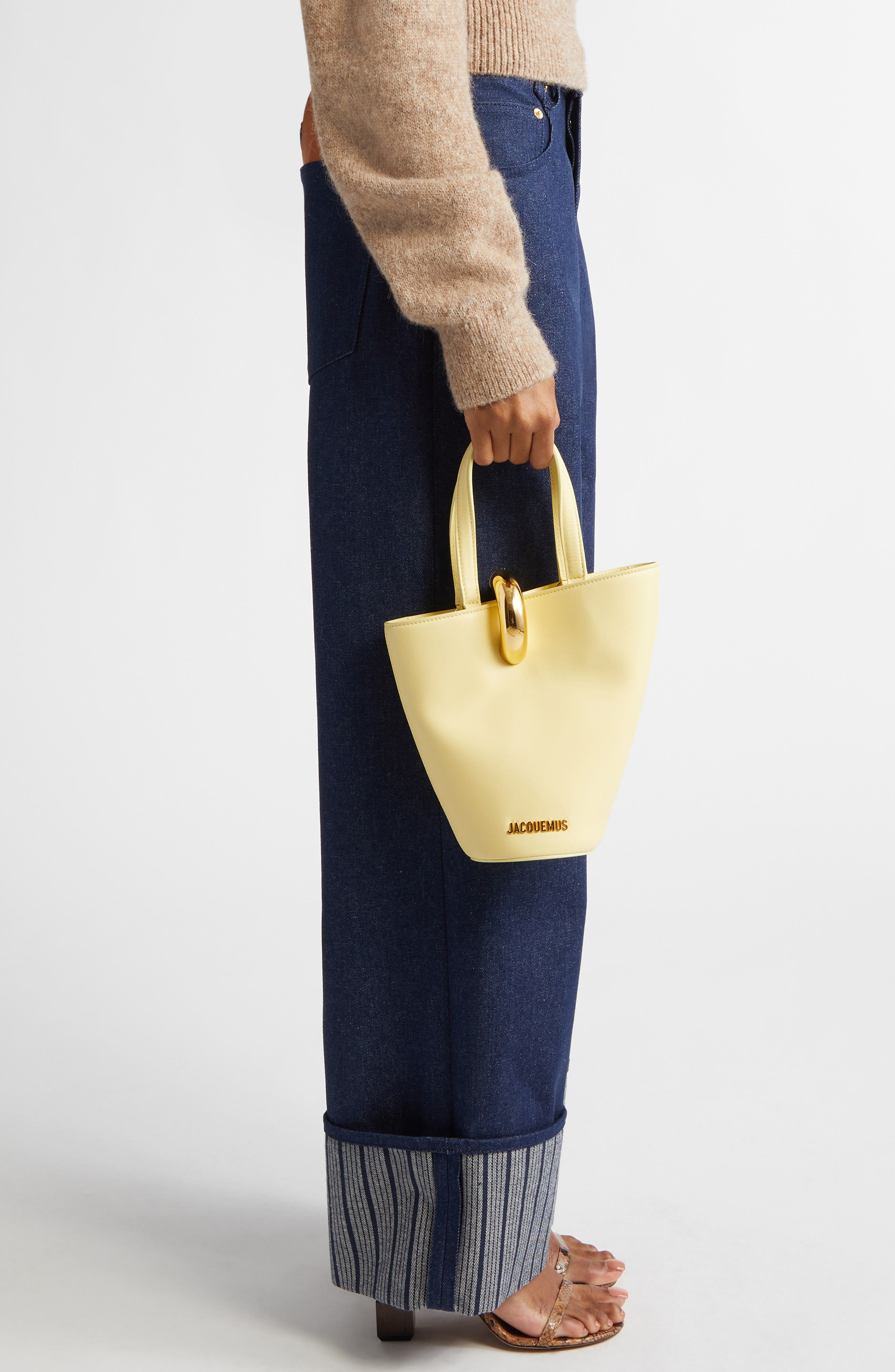 Le Petit Bambola Leather Bucket Bag, Alternate, color, LIGHT YELLOW 210